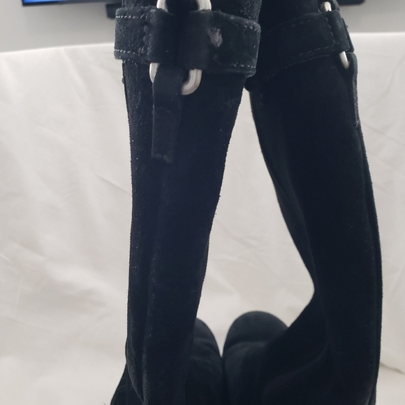 UGG Jillian Shearling Lined Black Suede Riding Winter Side Zip Boots Size 7 - Picture 10 of 15